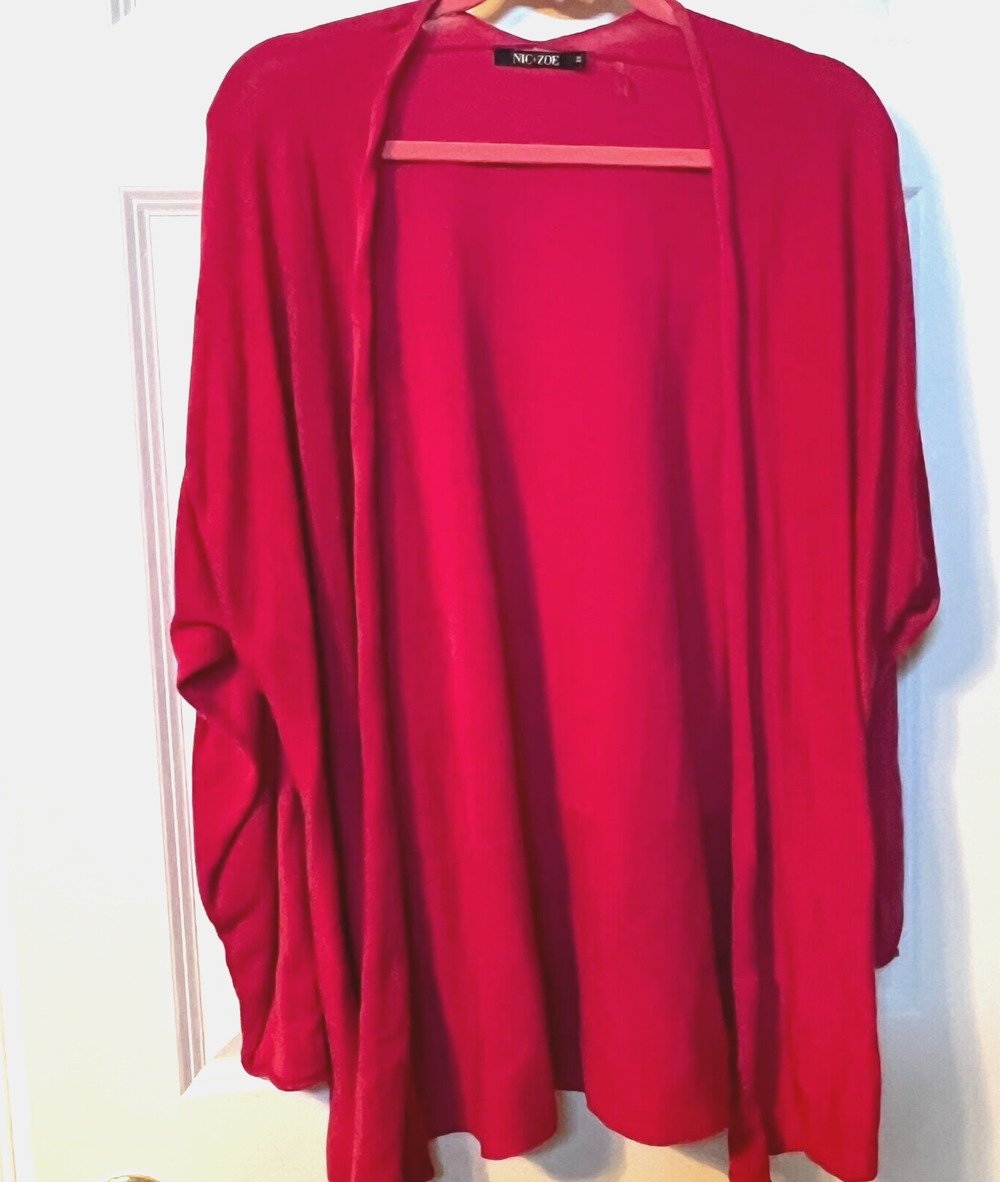NIC + ZOE Coral Pink Women's Long Back of Chair Layering Sweater Plus Size 2X